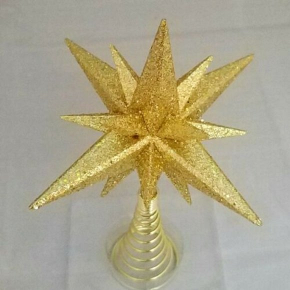 Moravian Star Tree Topper Small Gold Christmas Acrylic 6" Kurt Adler - Picture 3 of 3